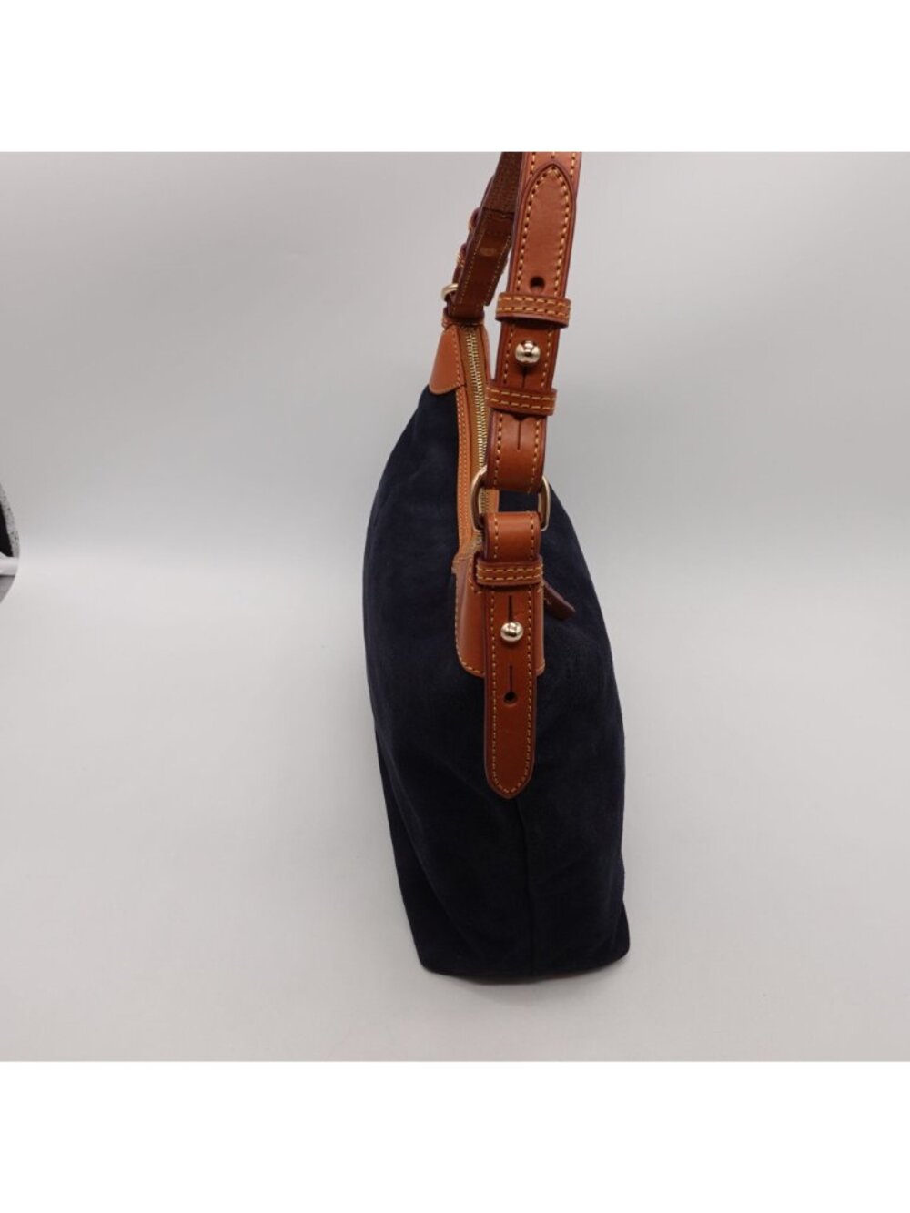LN Dooney & Bourke Suede Hobo Shoulder Bag Navy Blue SS924 - Picture 6 of 13